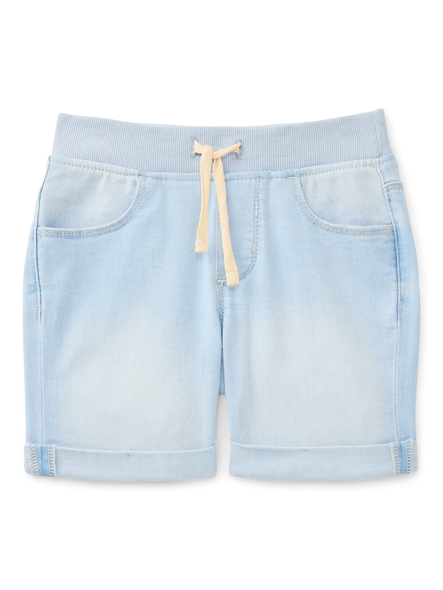 Wonder Nation Girls Knit Waistband Denim Shorts, Sizes 4-18 & Plus