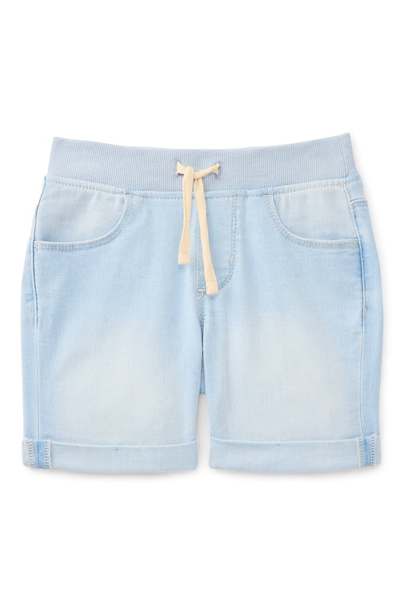Girls Knit Waistband Denim Shorts, Sizes 4-18 & Plus
