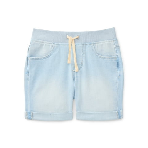 Girls Knit Waistband Denim Shorts, Sizes 4-18 & Plus