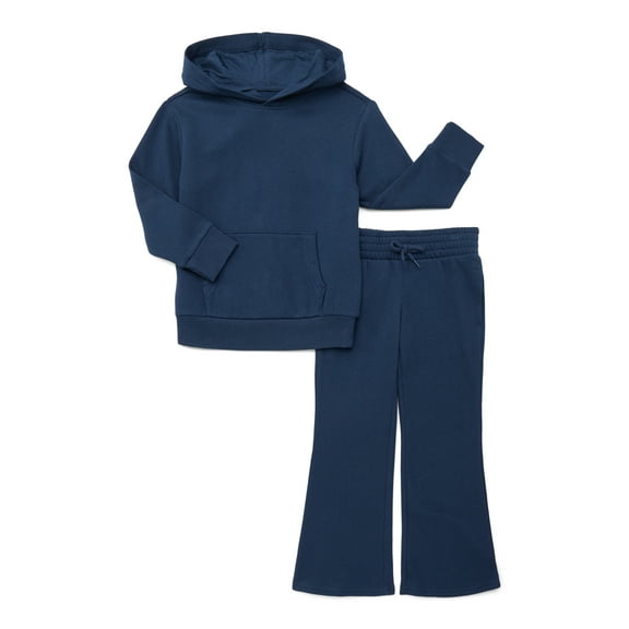 Wonder Nation Girls Fleece Hoodie and Flare Pant, 2-Piece Set, Sizes 4-18 & Plus