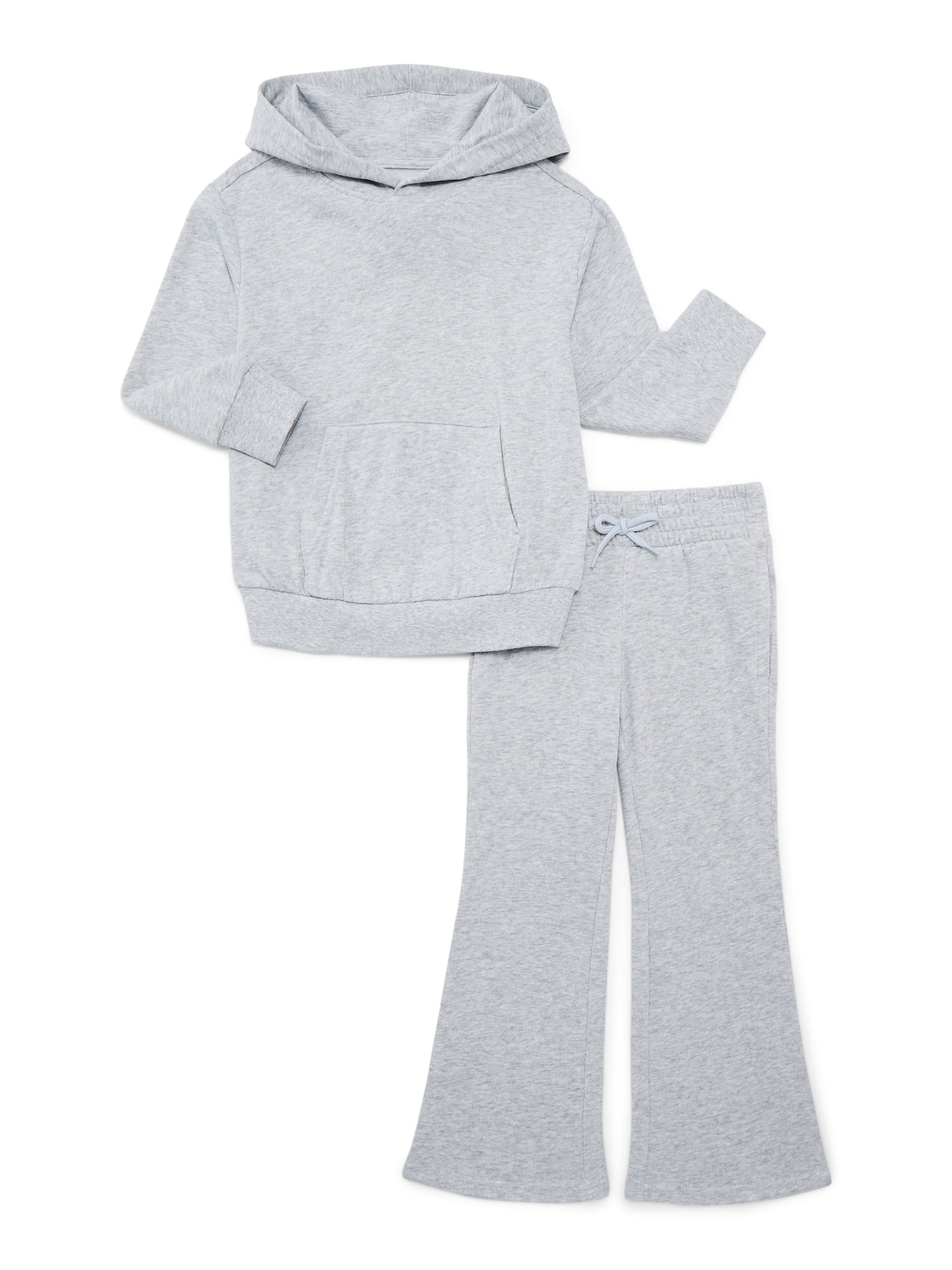 Wonder Nation Girls Fleece Hoodie and Flare Pant, 2-Piece Set, Sizes 4-18 & Plus