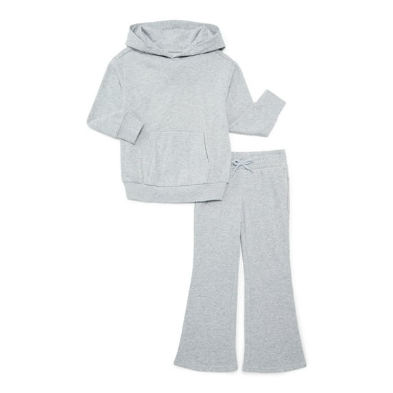 Wonder Nation Girls Fleece Hoodie and Flare Pant, 2-Piece Set, Sizes 4-18 & Plus