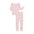 thumbnail image 1 of Wonder Nation Girls Cotton Long Sleeve Top and Pants Tight Fit Sleep Set, 2-Piece, Sizes 4-10, 1 of 3