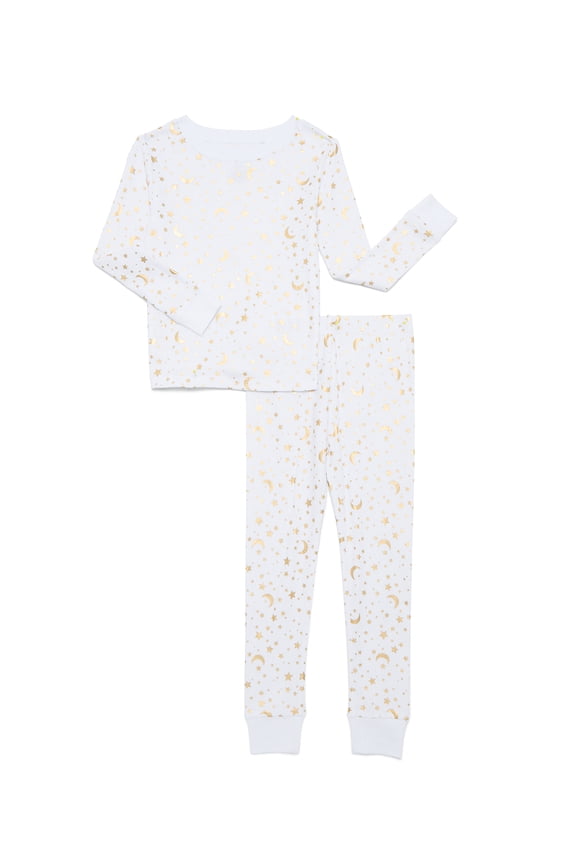 Girl LS Cotton Long Sleeve Top & Pant Tight Fit 2-Piece Sleep Set, Sizes 4 to 10
