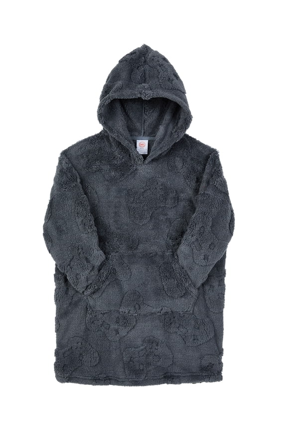 Boys Long Sleeve Sleep Hoodie, One-Piece, Slate Grey, Sizes XS-XXL