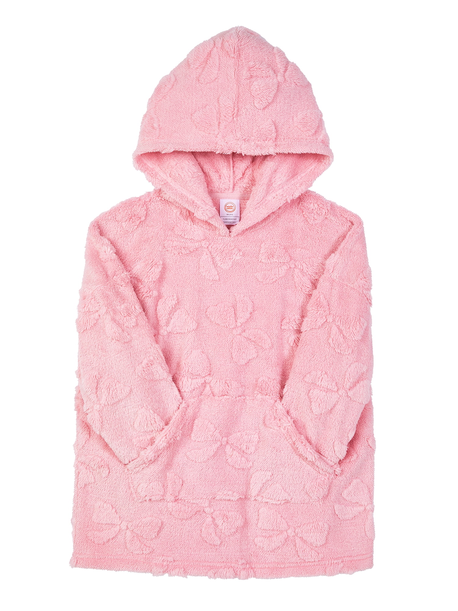 Wonder Nation Girls Long Sleeve Sleep Hoodie, One-Piece, Sizes 4-18