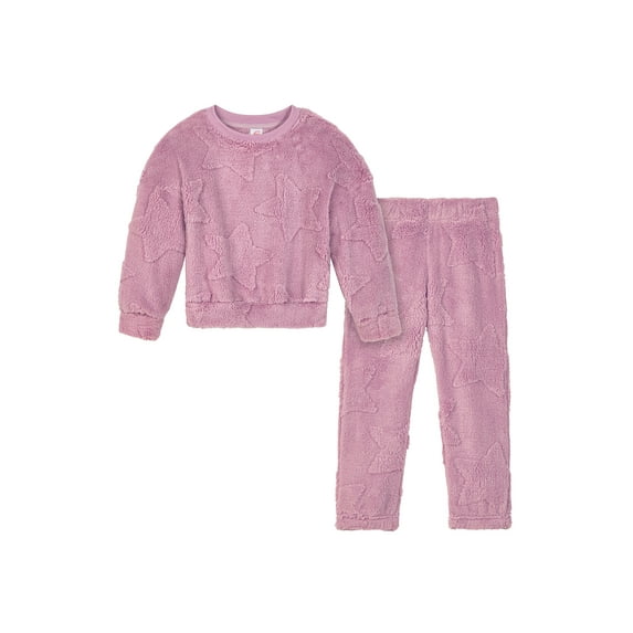 Wonder Nation Girls Long Sleeve Top and Sleep Pants, Two-Piece, Sizes 4-18