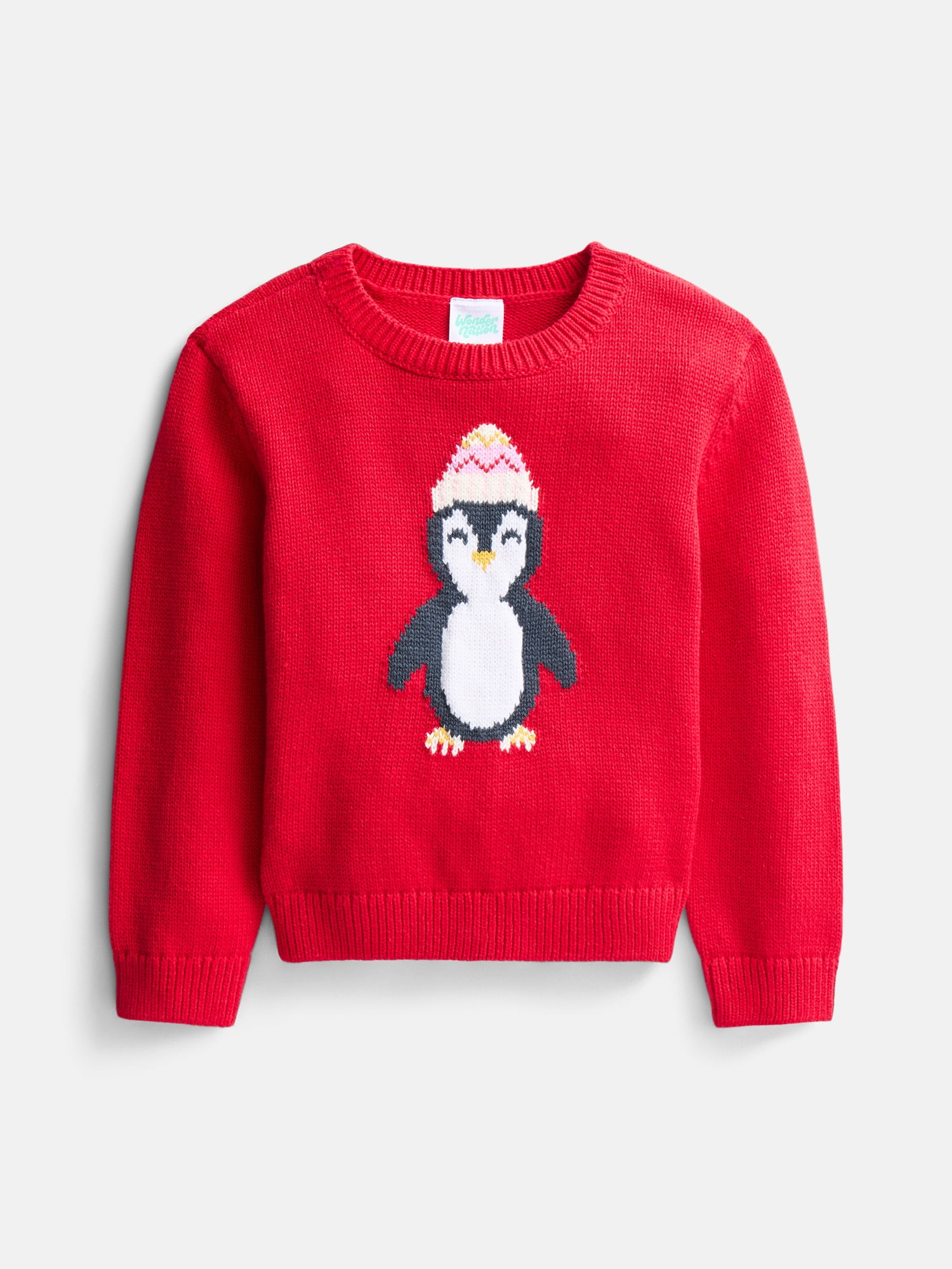 Wonder Nation Toddler Girls Cotton Graphic Sweater with Long Sleeves, Sizes 18M-5T