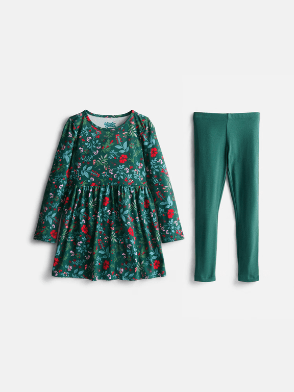 Girls Long Sleeve Play Dress and Legging Set, Sizes 4-18 & Plus