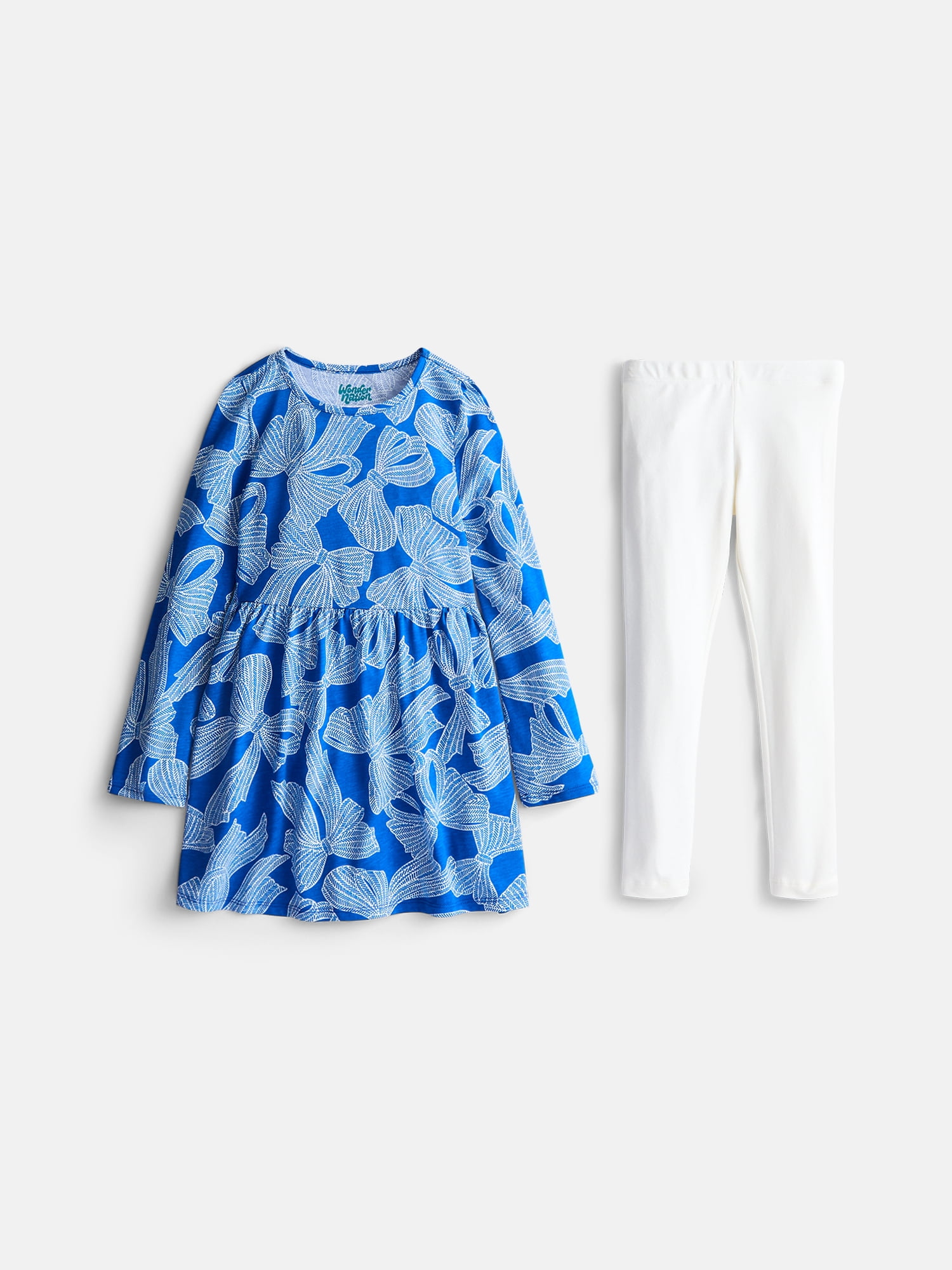 Wonder Nation Girls Play Dress with Long Sleeves and Leggings Set, 2 Piece, Sizes 4-18