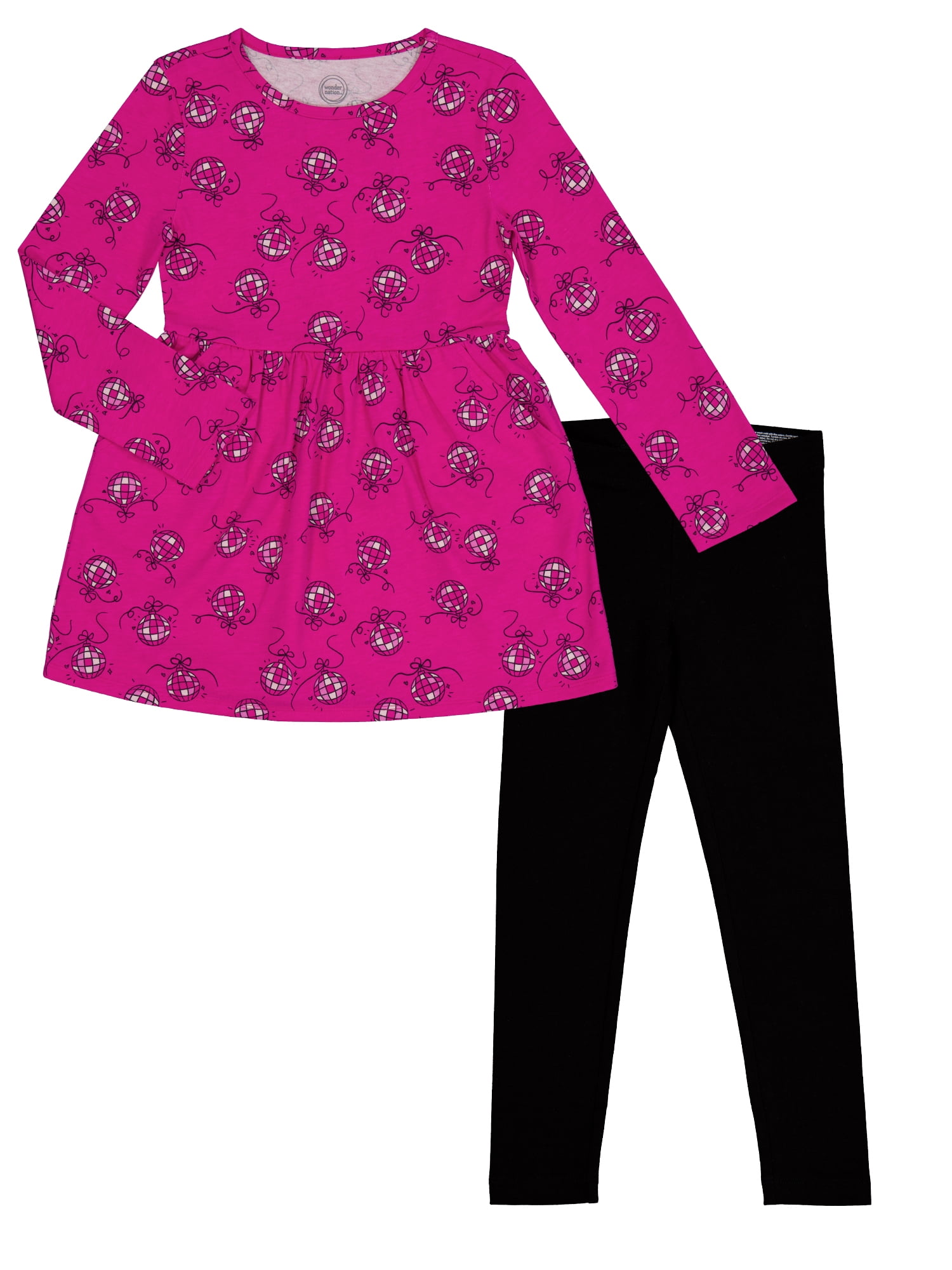 Wonder Nation Girls Long Sleeve Play Dress and Leggings Set, 2-Piece, Sizes 4-18 & Plus
