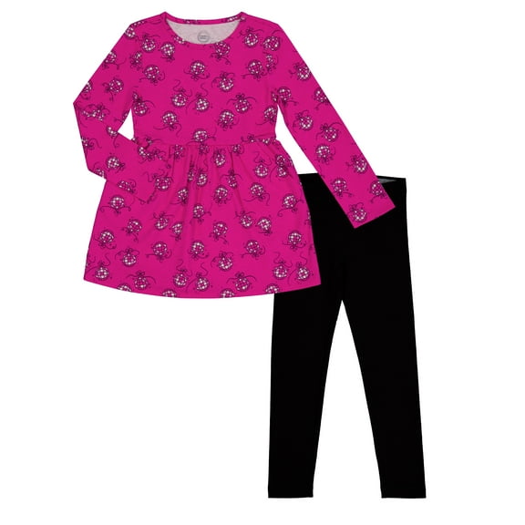 Wonder Nation Girls Long Sleeve Play Dress and Leggings Set, 2-Piece, Sizes 4-18 & Plus