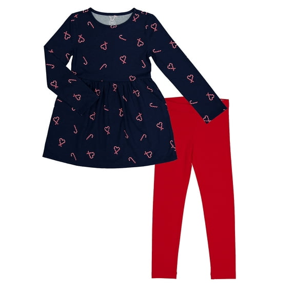 Wonder Nation Girls Long Sleeve Play Dress and Leggings Set, 2-Piece, Sizes 4-18 & Plus