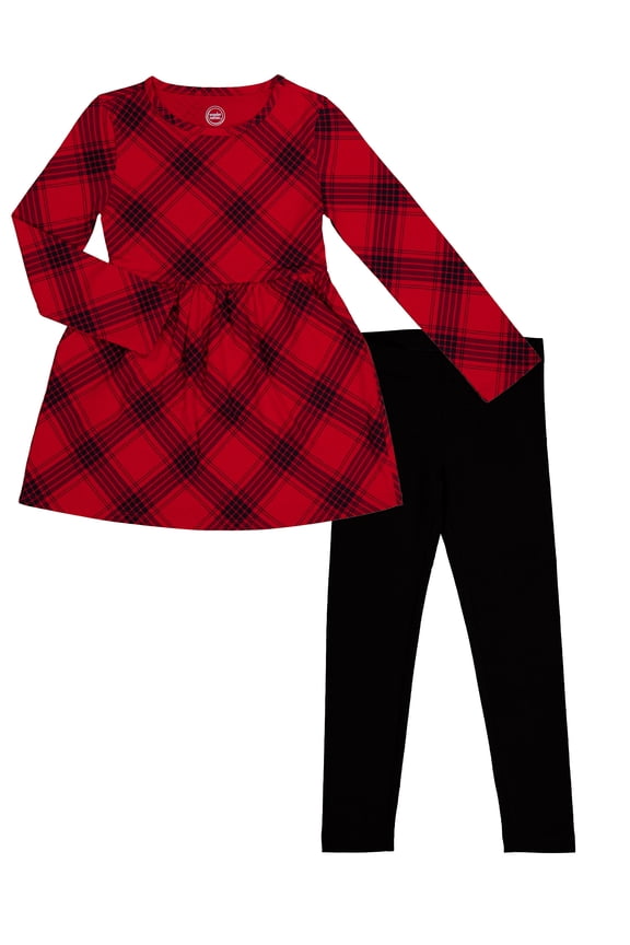 Girls Long Sleeve Play Dress and Leggings Set, 2-Piece, Sizes 4-18 & Plus