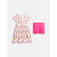 thumbnail image 1 of Wonder Nation Little Girls and Big Girls Play Dress with Short Sleeves and Shorts Set, 2 Piece, Sizes XS-XXL, 1 of 3