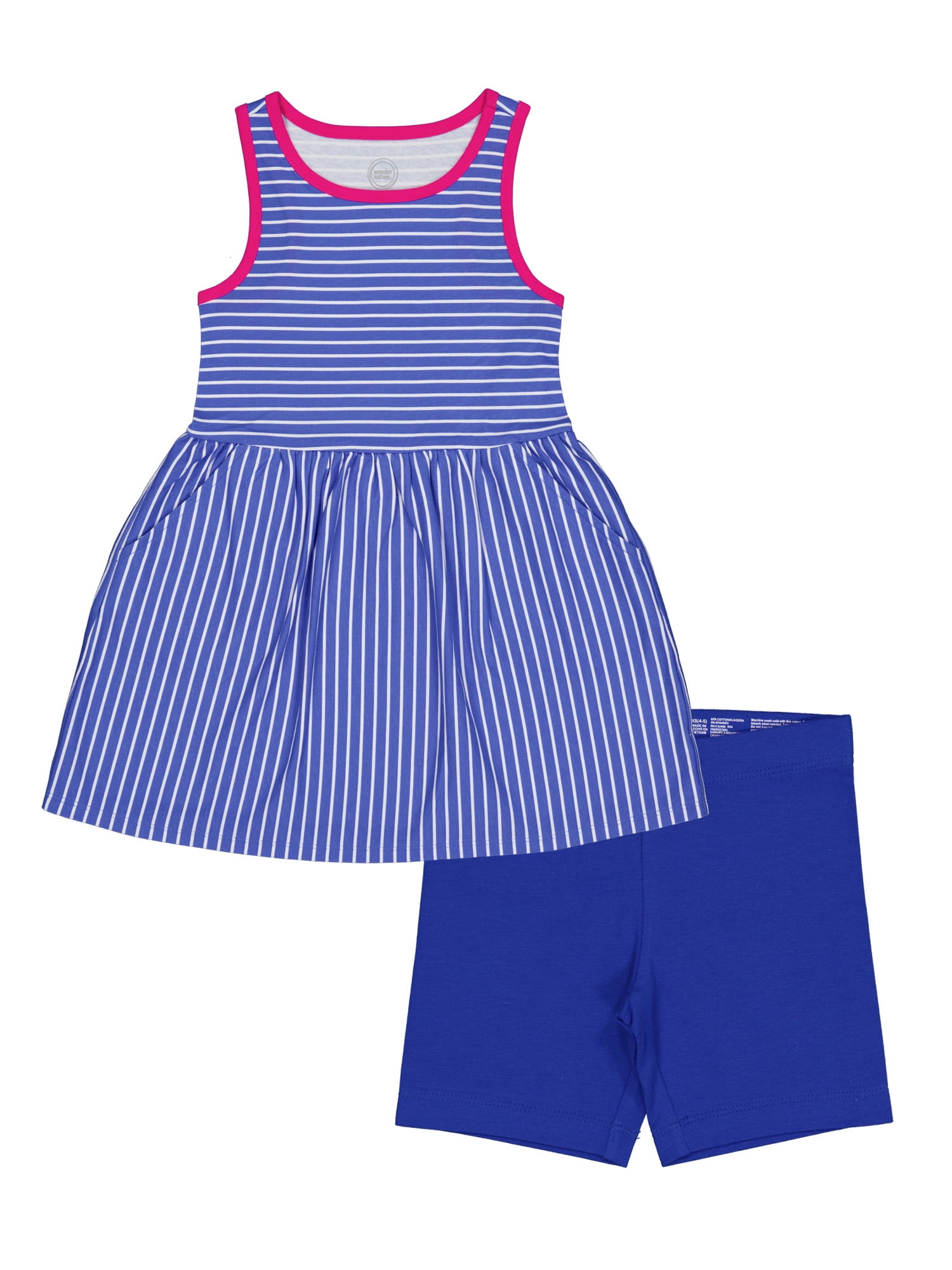 Wonder Nation Girls Play Dress and Short 2 Piece Set, Sizes XS-XLP