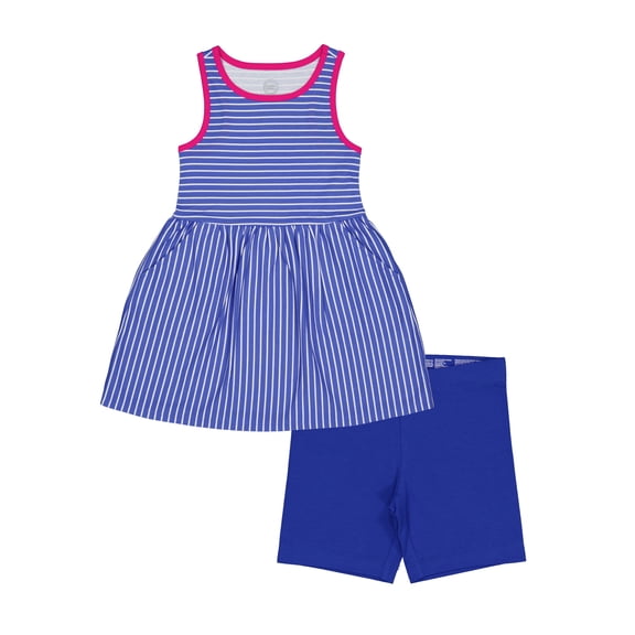 Wonder Nation Girls Play Dress and Short 2 Piece Set, Sizes XS-XLP