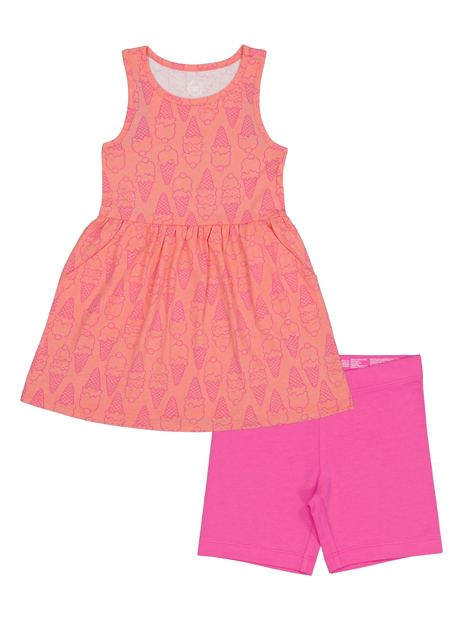 Wonder Nation Girls Play Dress and Short 2 Piece Set, Sizes XS-XLP