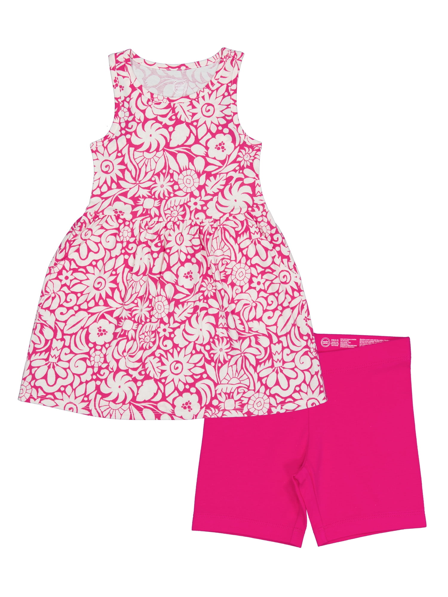 Wonder Nation Girls Play Dress and Short 2 Piece Set, Sizes XS-XLP