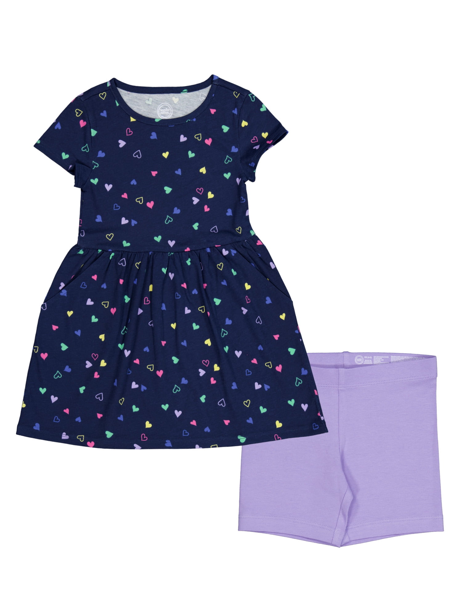 Wonder Nation Girls Dress and Bike Short, 2-Piece, Sizes 4-18 & Plus
