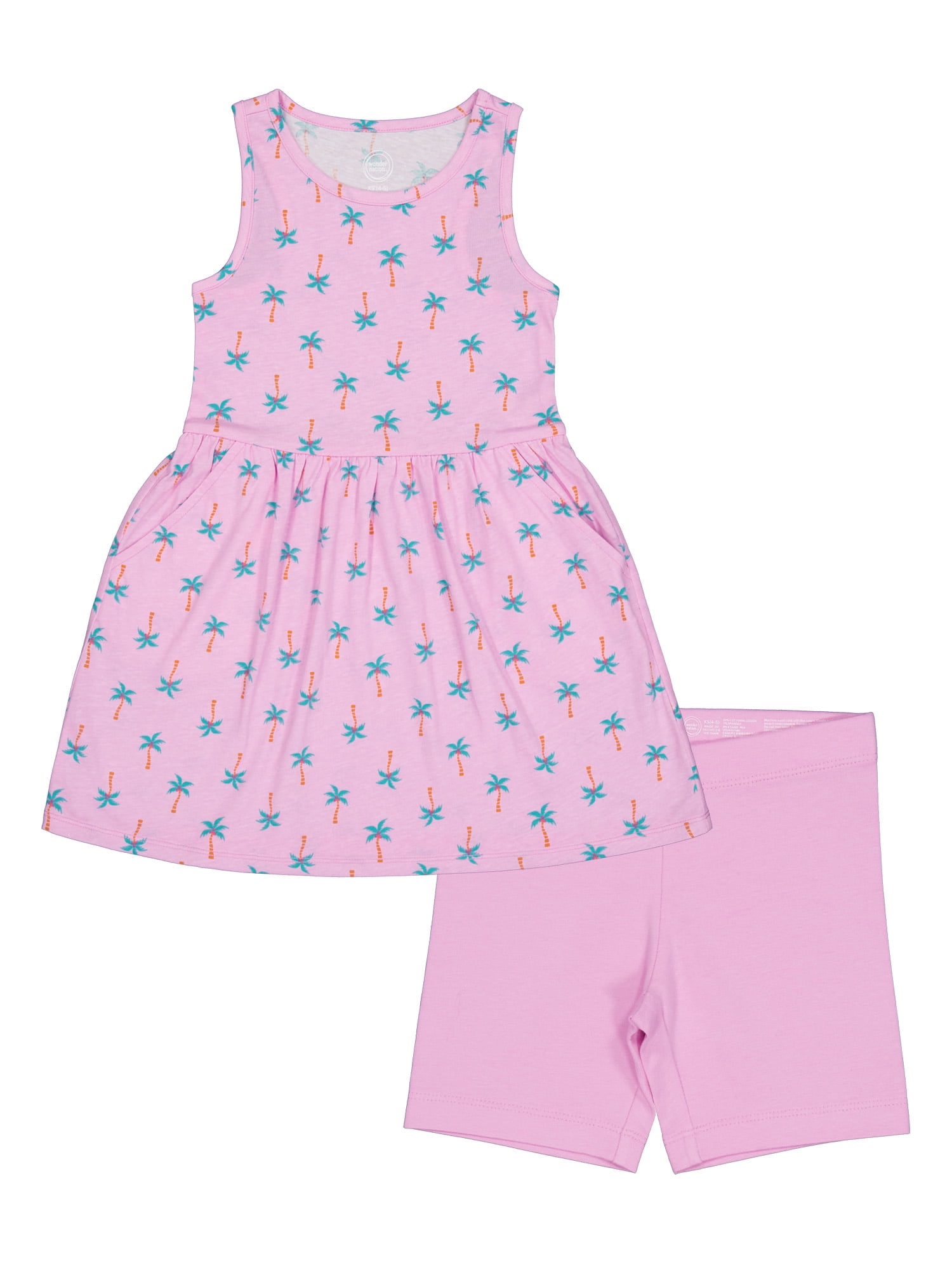 Wonder Nation Girls Play Dress and Short 2 Piece Set, Sizes XS-XLP