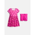 thumbnail image 1 of Wonder Nation Little Girls and Big Girls Play Dress with Short Sleeves and Shorts Set, 2 Piece, Sizes XS-XXL, 1 of 3