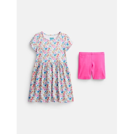 Wonder Nation Girls Play Dress and Bike Short 2 Piee Ser, Sizes 4-18 & Plus