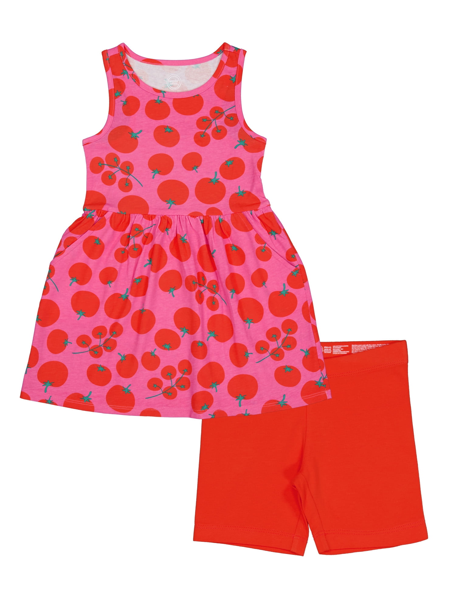 Wonder Nation Girls Play Dress and Short 2 Piece Set, Sizes XS-XLP