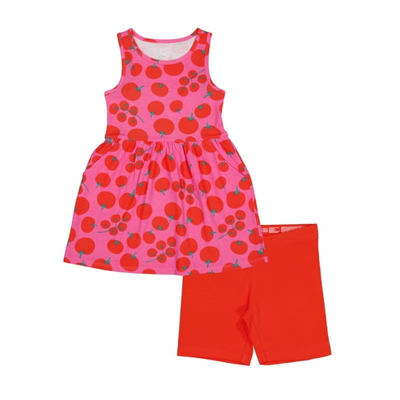 Wonder Nation Girls Play Dress and Short 2 Piece Set, Sizes XS-XLP