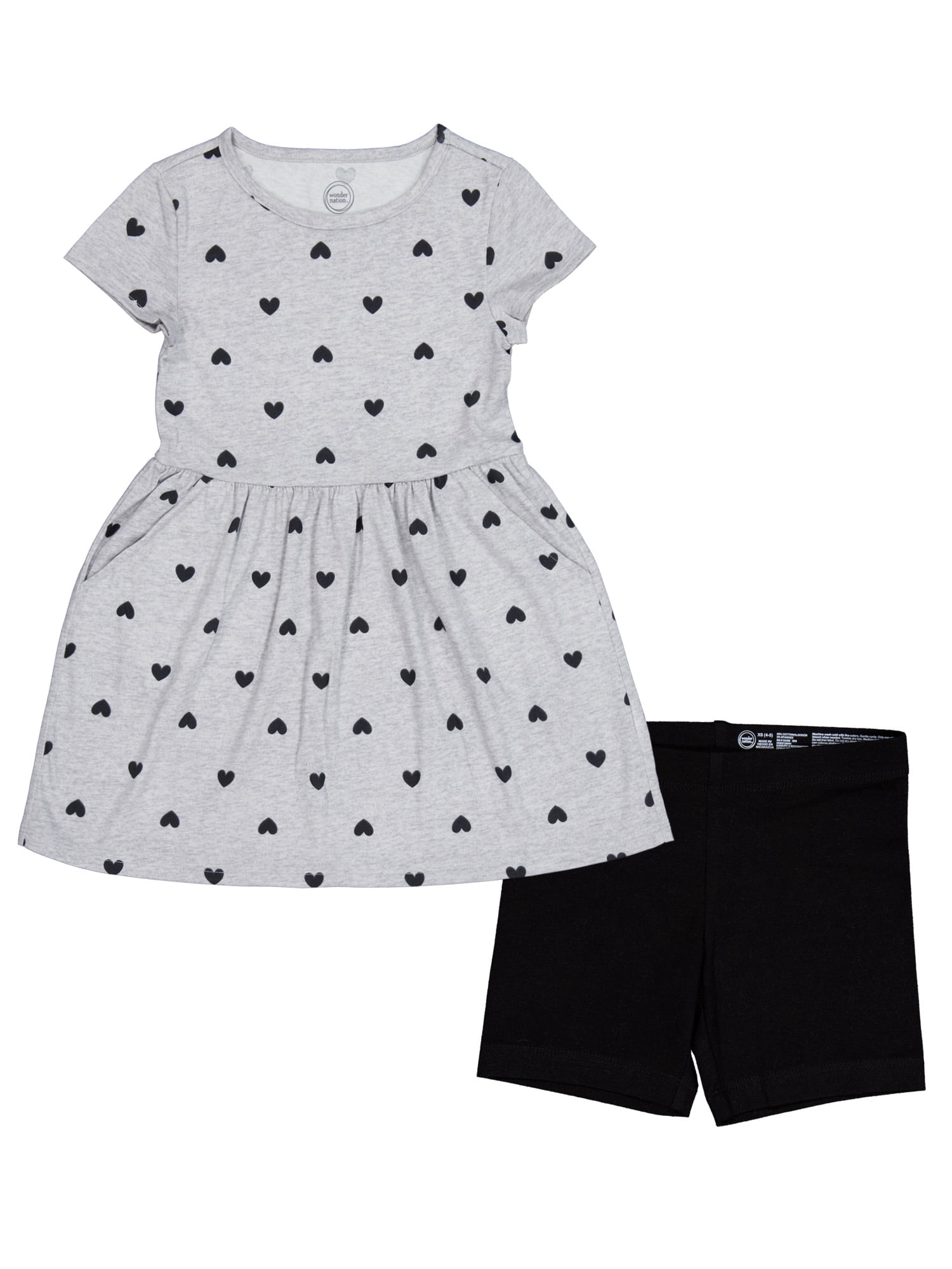 Wonder Nation Girls Dress and Bike Short, 2-Piece, Sizes 4-18 & Plus