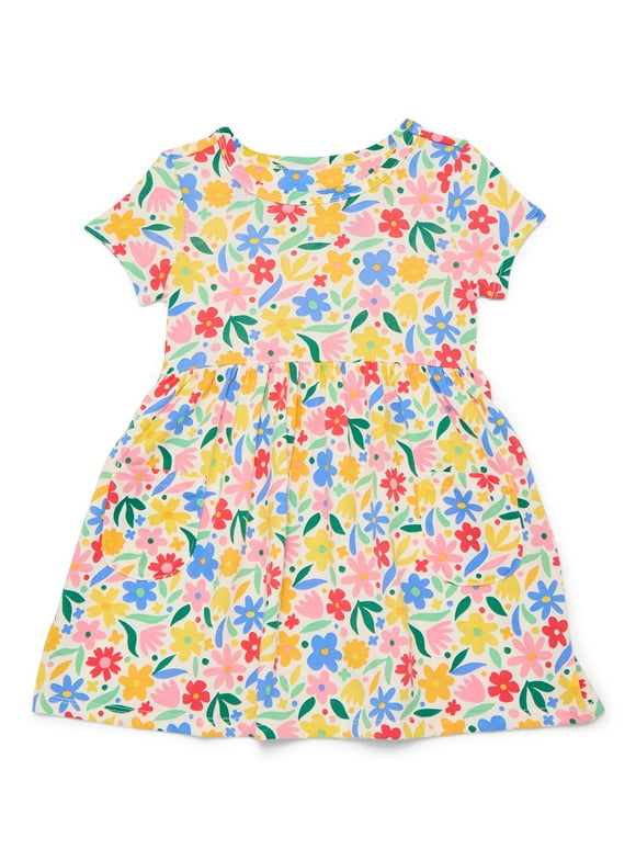 Baby and Toddler Girls Play Dress with Short Sleeves, Sizes 0/3M-5T