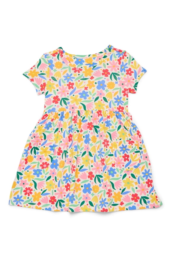 Baby and Toddler Girls Play Dress with Short Sleeves, Sizes 0/3M-5T