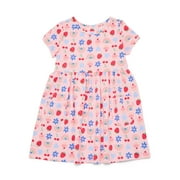 Wonder Nation Baby and Toddler Girls Play Dress with Short Sleeves, Sizes 0/3M-5T