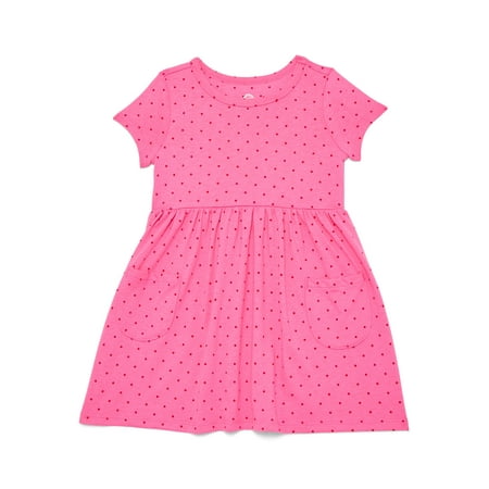 Wonder Nation Baby and Toddler Girls Play Dress with Short Sleeves, Sizes 0/3M-5T