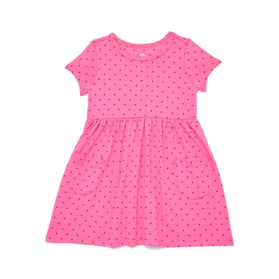 Wonder Nation Baby and Toddler Girls Play Dress with Short Sleeves, Sizes 0/3M-5T