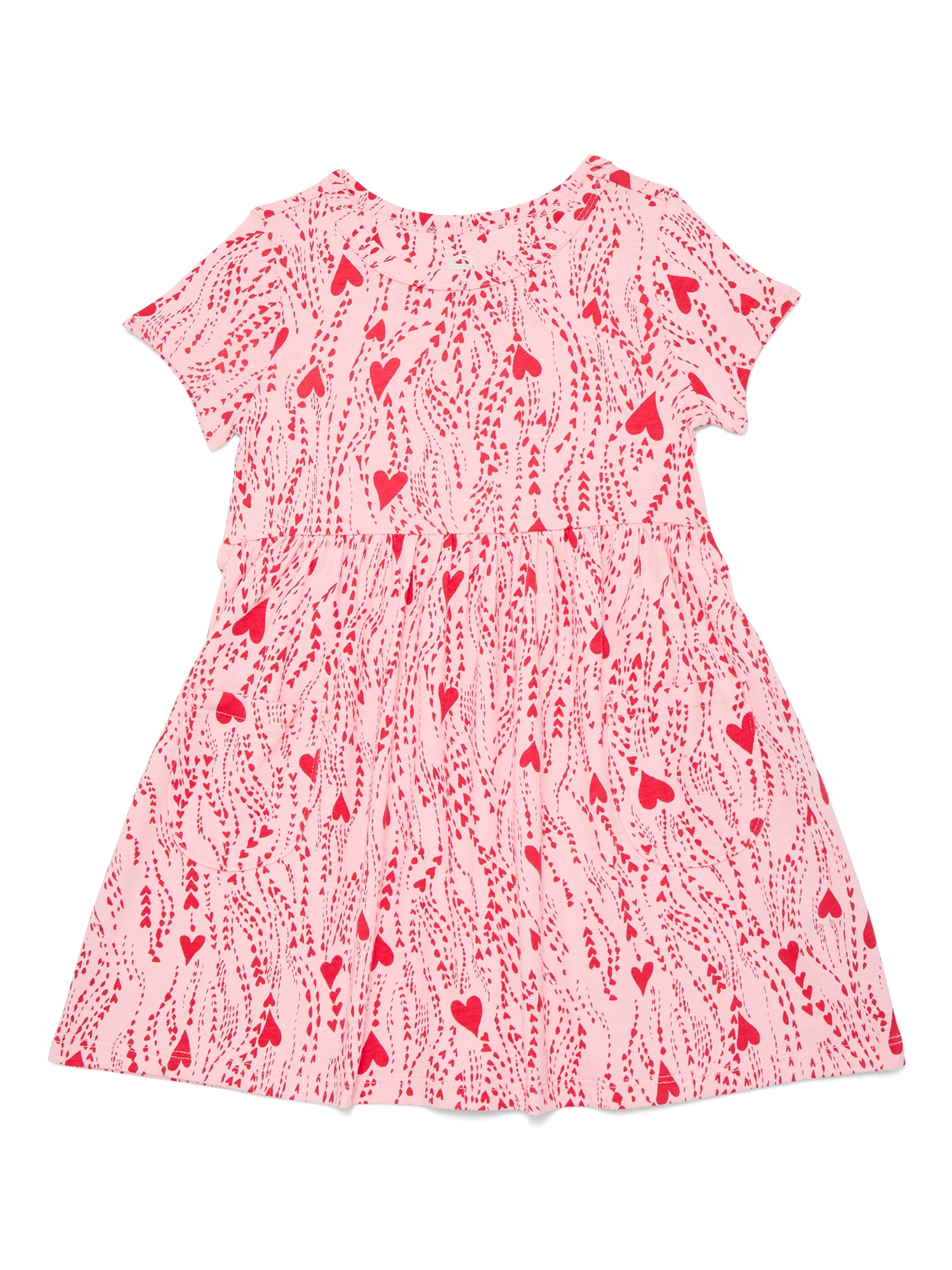 Wonder Nation Baby and Toddler Girls Play Dress with Short Sleeves, Sizes 0/3M-5T
