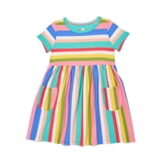 Wonder Nation Baby and Toddler Girls Play Dress with Short Sleeves, Sizes 0/3M-5T