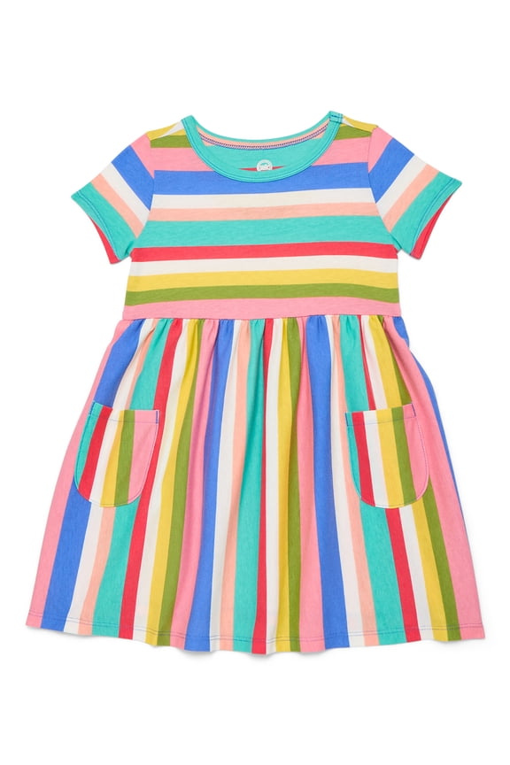 Baby and Toddler Girls Play Dress with Short Sleeves, Sizes 0/3M-5T