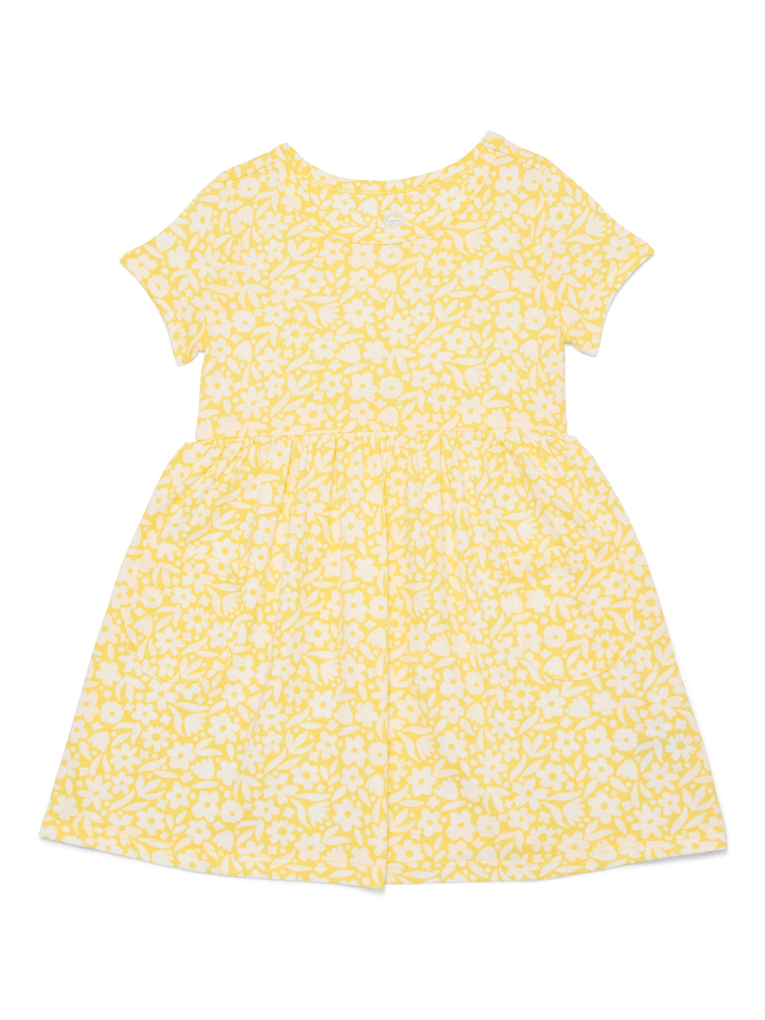 Wonder Nation Baby and Toddler Girls Play Dress with Short Sleeves, Sizes 0/3M-5T