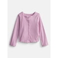 thumbnail image 1 of Wonder Nation Toddler Girls' Ribbed Cardigan with Long Sleeves, Sizes 18M-5T, 1 of 3