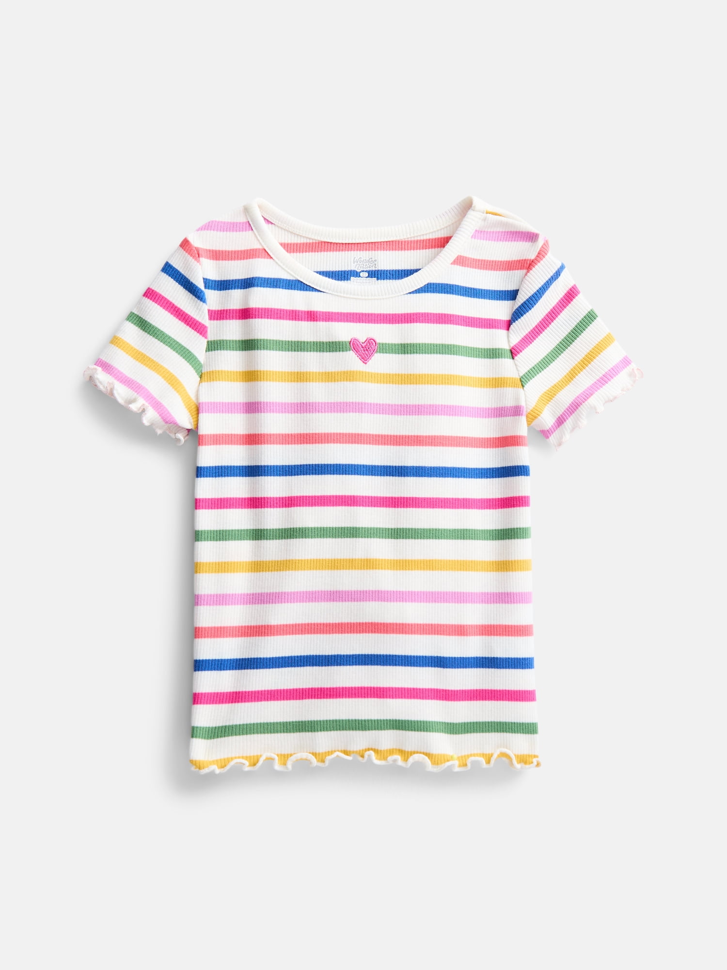 Wonder Nation Toddler Girls' Ribbed Tee with Short Sleeves, Sizes 18M-5T