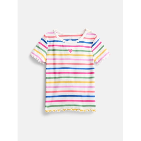 Wonder Nation Toddler Girls' Ribbed Tee with Short Sleeves, Sizes 18M-5T