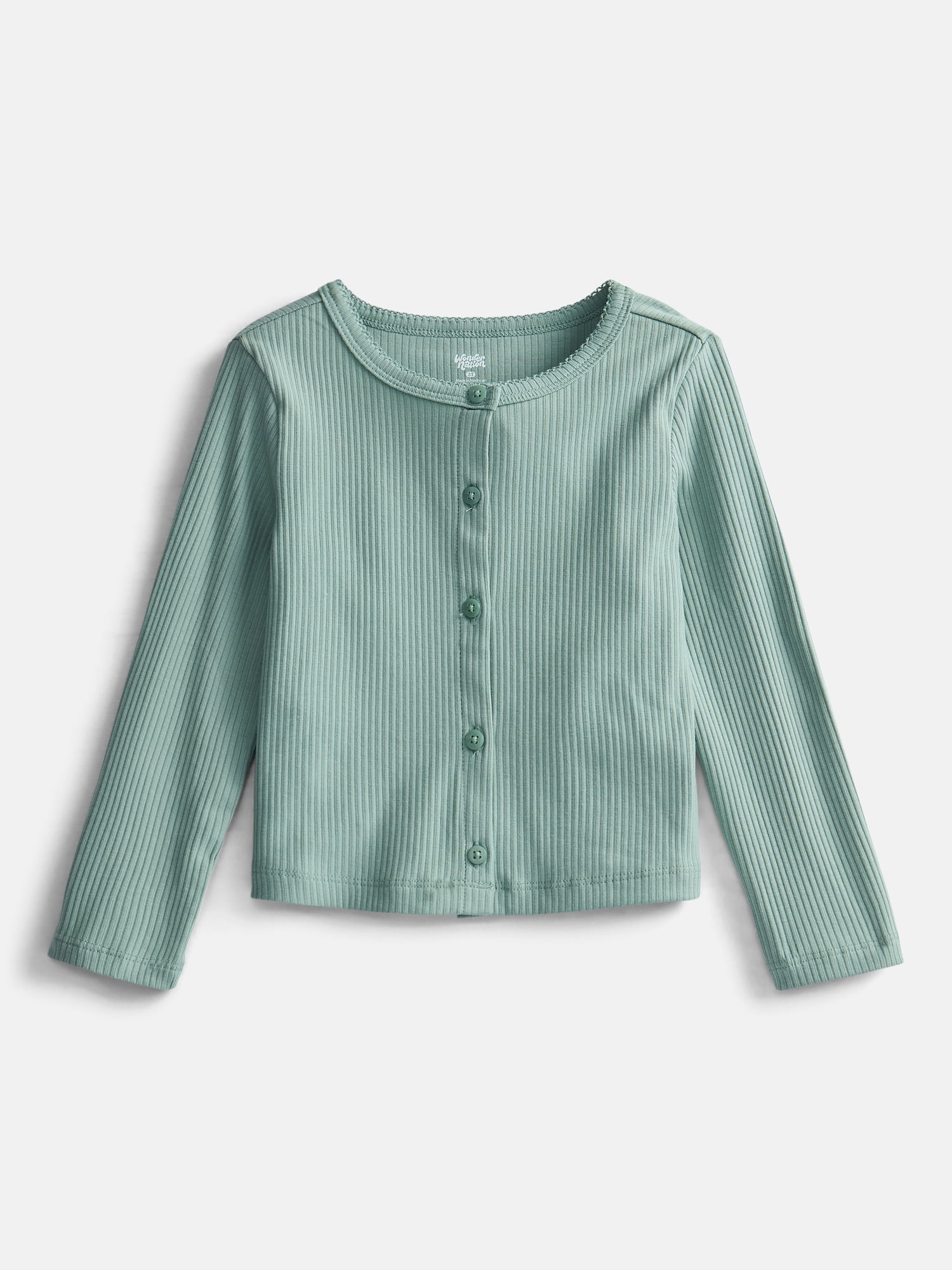 Wonder Nation Toddler Girls' Ribbed Cardigan with Long Sleeves, Sizes 18M-5T