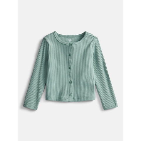 Toddler Girls' Ribbed Cardigan with Long Sleeves, Sizes 18M-5T