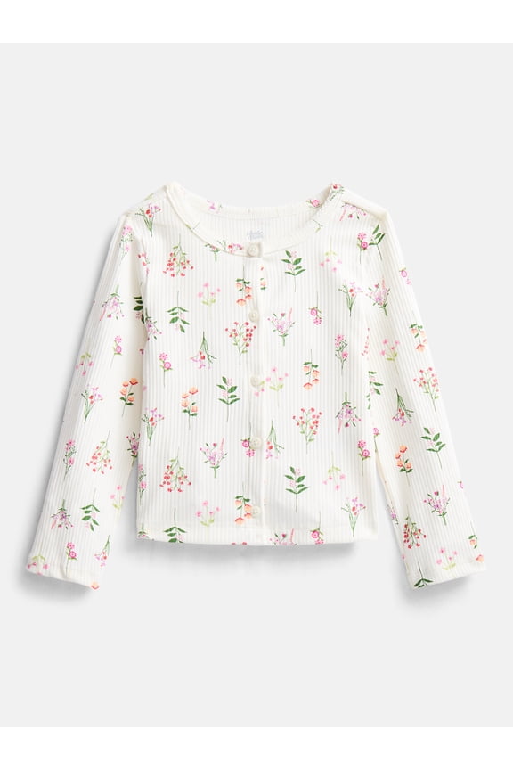Toddler Girls' Ribbed Cardigan with Long Sleeves, Sizes 18M-5T