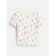 Wonder Nation Toddler Girls' Ribbed Tee with Short Sleeves, Sizes 18M-5T