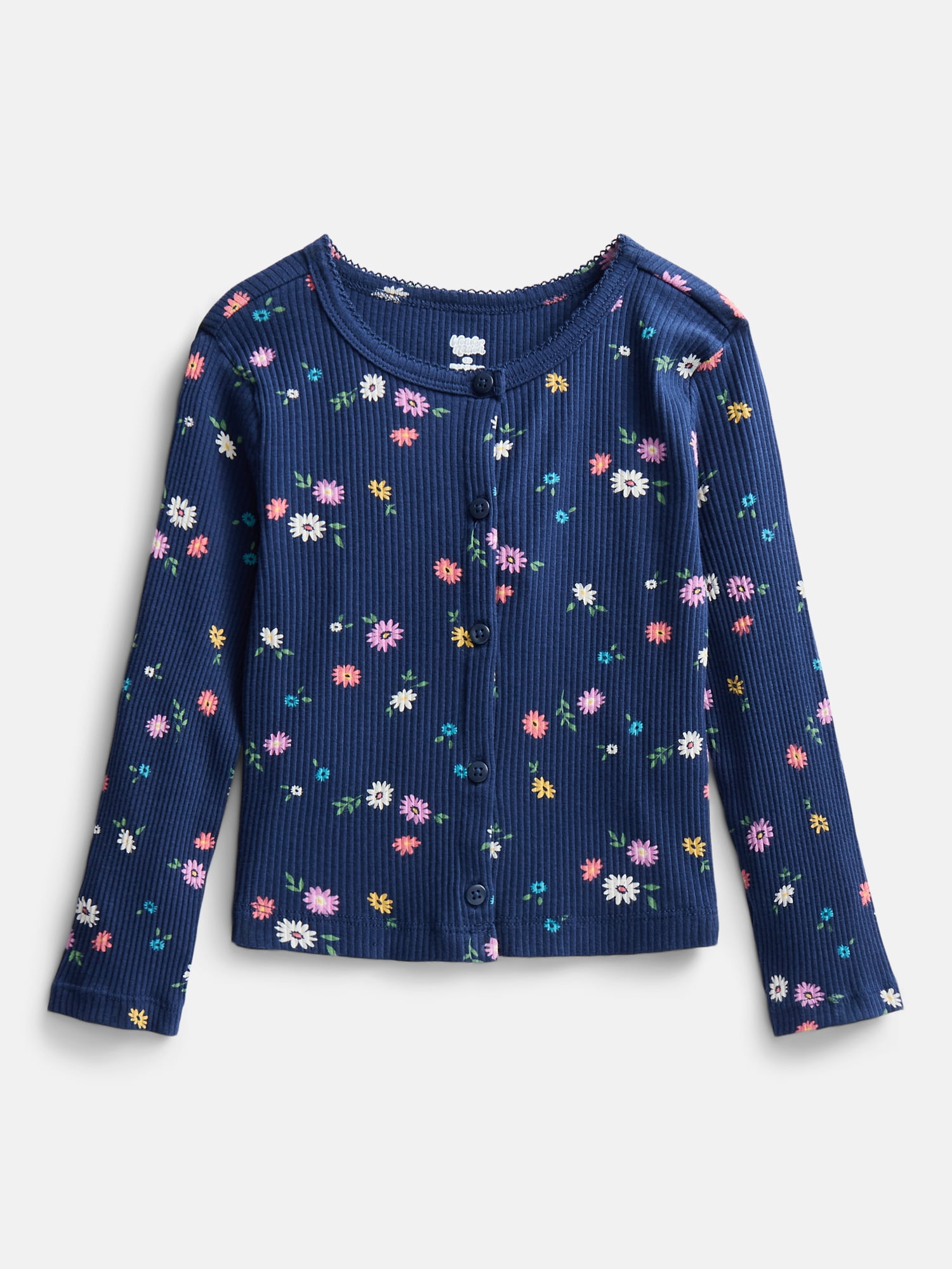 Wonder Nation Toddler Girls' Ribbed Cardigan with Long Sleeves, Sizes 18M-5T