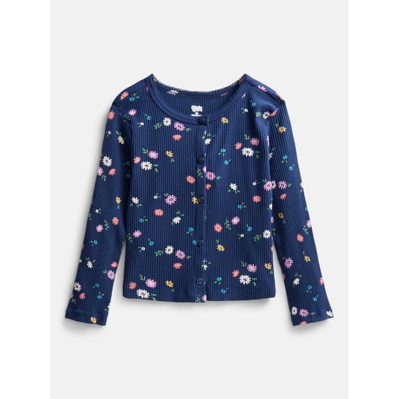 Wonder Nation Toddler Girls' Ribbed Cardigan with Long Sleeves, Sizes 18M-5T