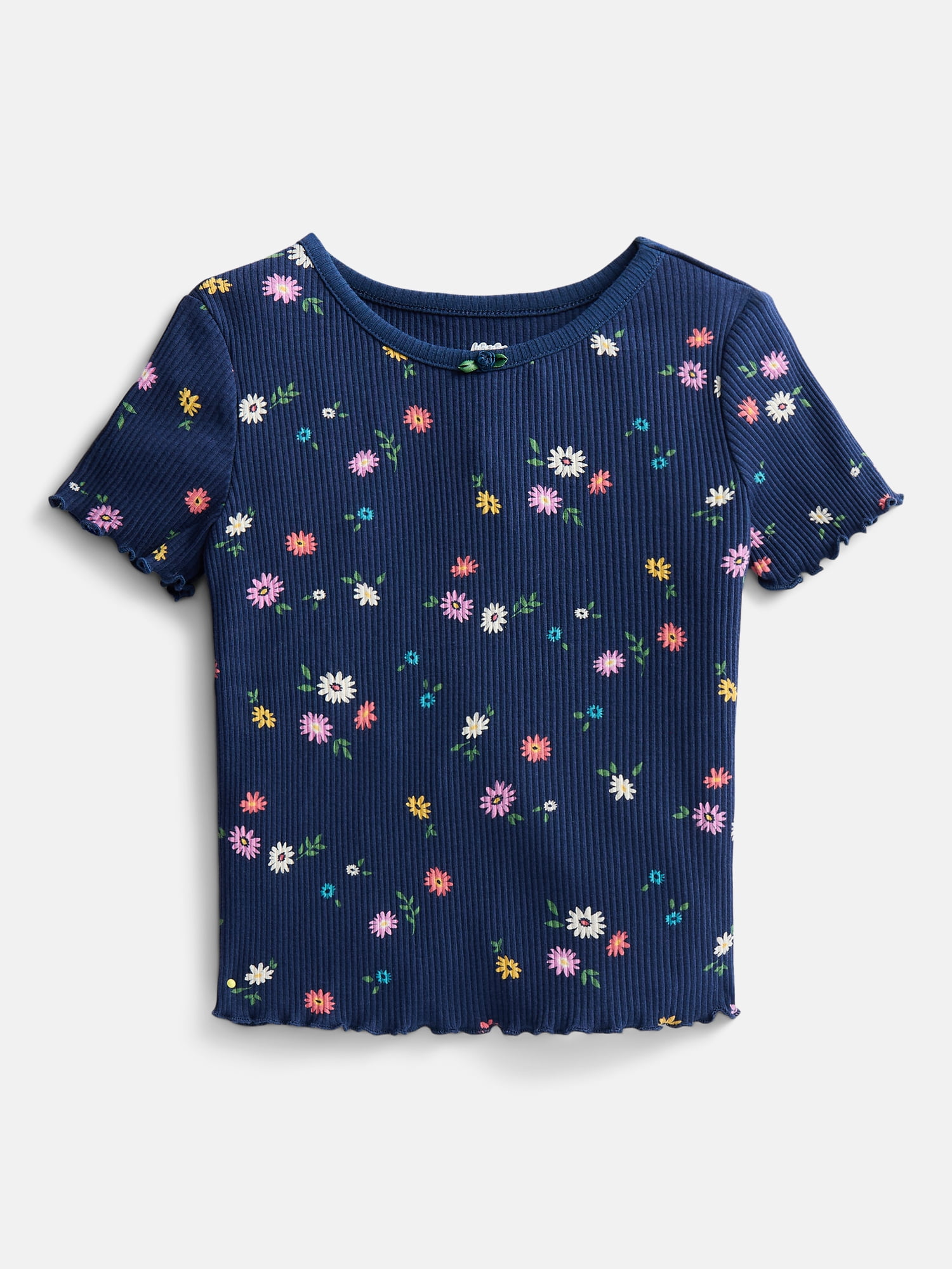 Wonder Nation Toddler Girls' Ribbed Tee with Short Sleeves, Sizes 18M-5T