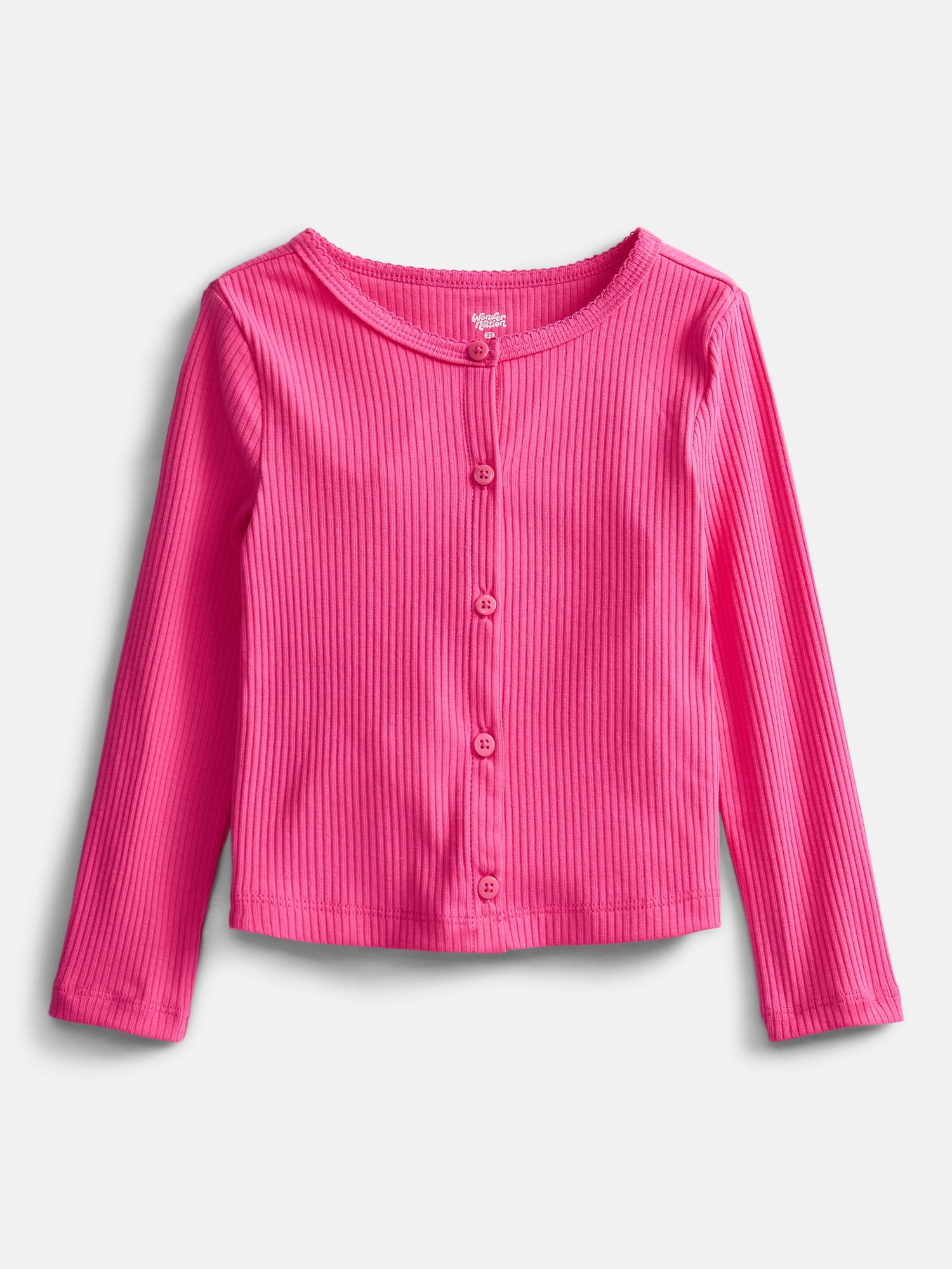 Wonder Nation Toddler Girls' Ribbed Cardigan with Long Sleeves, Sizes 18M-5T